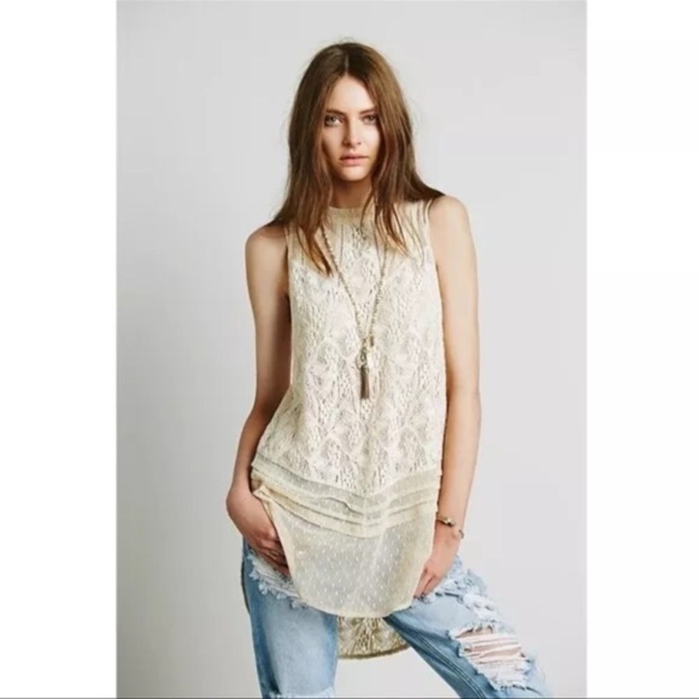 Free People Maisie Mesh Tunic in Shade Tea/Beige Size XS